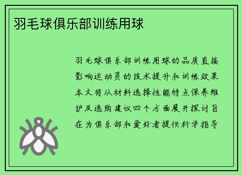 羽毛球俱乐部训练用球